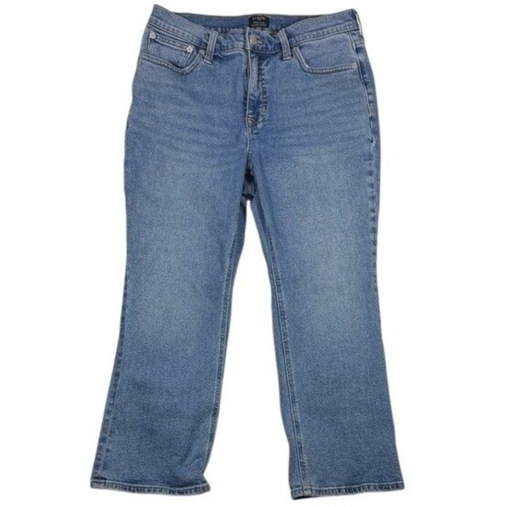 J.Crew Womens Mid-Rise Flare Crop Jeans Blue Medium Wash Denim 29P Petite